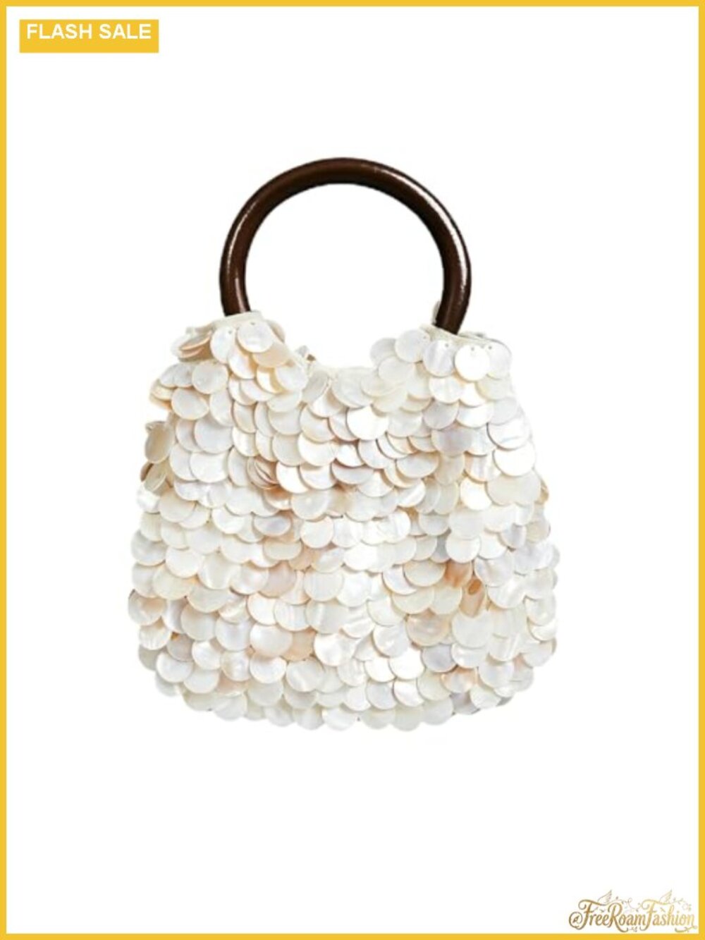 Shell Clutch Handbag with Wooden Handle